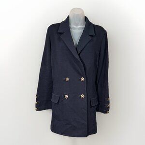 St John Basics Santana Knit Blazer Women's Size 10 Navy Jacket